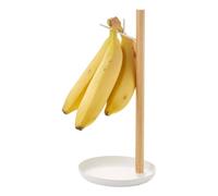 Yamazaki 2411 Tosca Banana Stand, White, Steel/Wood, 13 x 13 x 28 cm