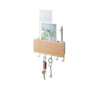 Yamazaki 2730 RIN Key Hook with Tray, white, Wood/Steel, 18 x 3 x 9.5 cm