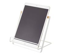 Yamazaki 2737 TOSCA Stand de livre de cuisine, blanc, Acier/Bois, minimaliste, 19.5 x 18.5 x 20 c m
