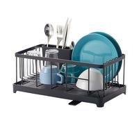 YAMAZAKI 2876 Tower Wire Dish Drainer, Black, Steel/ABS Resin, 42 x 23 x 17 cm