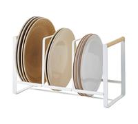 Yamazaki 2963 Tosca Dish Organiser, White, Steel/Wood, 34.5 x 16.5 x 20 cm