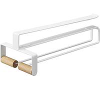 Yamazaki 3157 TOSCA Cintre pour verre à vin sous étagère, blanc, Acier/Bois, minimaliste, 11 x 26 x 8 c m