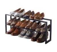 Yamazaki 3191 LINE Extendable 2~Tiered Shoe Rack, black, Steel, 38 x 15 x 30 cm