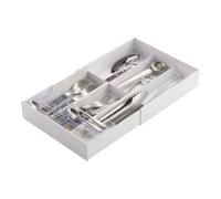 Yamazaki 3382 Tower Extendable Cutlery Tray, White, ABS Resin/PS Resin, 25 x 24.6 x 5.7 cm