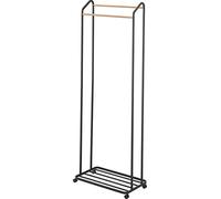 Yamazaki 3517 TOWER Coat Rack with Wheels, black, Steel/Wood, 67 x 35 x 172.5 cm