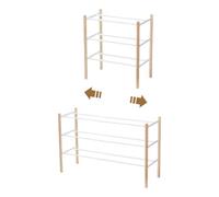 Yamazaki 3518 PLAIN Extendable 3~Tiered Shoe Rack, white, Steel/Wood, 41~70 x 25 x 45.5 cm