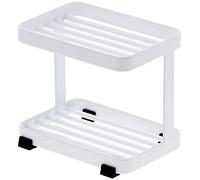 Yamazaki 3601 Tower 2Tiered Soap Tray, White, Steel, 11 x 7.5 x 9.5 cm