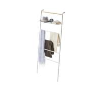 Yamazaki 3871 Tower Leaning Ladder Hanger with Shelf, White, Steel/Wood, 66 x 30~38 x 160 cm