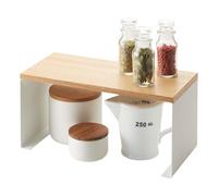 YAMAZAKI 3922 TOSCA Slim Stackable Kitchen Rack, white, Steel/Wood, 30.5 x 14 x 14.5 cm