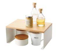 Yamazaki 3923 Tosca Stackable Wood~Top Shelf, White, Steel/Wood, 30.5 x 22 x 14.5 cm