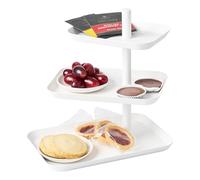 Yamazaki 4280 TOWER 3~Tiered Serving Stand, white, Steel, 24.7 x 15.7 x 25.7 cm