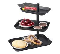 Yamazaki 4281 TOWER 3~Tiered Serving Stand, black, Steel, 24.7 x 15.7 x 25.7 cm