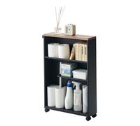 Yamazaki 4307 Tower Semi~Closed Storage Cart, Black, Steel/Wood, 13 x 47.5 x 68 cm