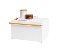 Yamazaki – Boîte à pain en métal Tosca – Acier et bois – Blanc 43 x 36,5 x 24 cm