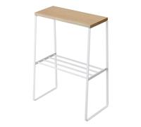 Yamazaki 4382 Tosca Table d'appoint, Blanc, Acier/Bois, Minimaliste, 42 x 22 x 56.5 c m