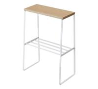 Yamazaki 4382 Tosca Table d'appoint, Blanc, Acier/Bois, Minimaliste, 42 x 22 x 56.5 c m