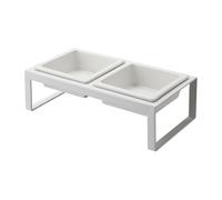 Yamazaki 4744 Tower Pet Food Bowl Stand Set, White, Steel/Ceramic, 29 x 15.5 x 10 cm