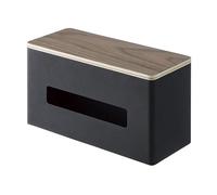 Yamazaki 4765 RIN Étui à mouchoirs Double Face, Noir, Acier/Contreplaqué, Minimaliste, 26 x 11 x 14 c m