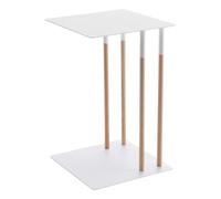 Yamazaki 4803 Plain Table d'appoint, Blanc, Acier/Bois, Minimaliste, 35 x 35 x 55 c m