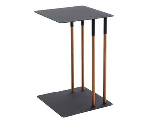 YAMAZAKI 4804 Plain Side Table, Black, Steel/Wood, 35 x 35 x 55 cm