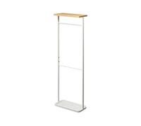 Yamazaki 4970 Tower Wood~Top Hanging Umbrella Stand, White, Steel/Wood/Silicone, 40 x 15 x 112 cm