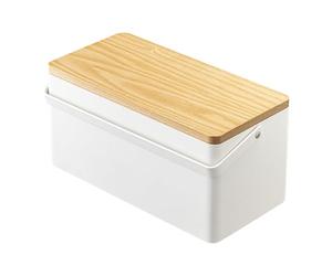 Yamazaki 5060 TOWER Sewing Box, white, Steel/Wood/ABS Resin/Cotton/Polyester, 27 x 14 x 13.5 cm