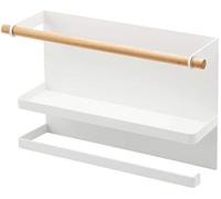 Yamazaki 5087 Tosca Support latéral magnétique, Blanc, Acier/Bois/Silicone, Minimaliste, 32 x 9.5 x 20 c m