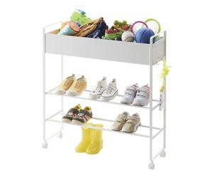 YAMAZAKI 5278 TOWER Storage Cart with Basket, white, Steel / Magnet Nylon, 74.5(without casters：70) x 22 x 74.5 cm