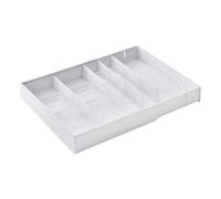 Yamazaki 5415 TOWER Extendable Diagonal Cutlery Tray, white, ABS Resin/PS Resin, 30~47.5 x 35 x 5.5 cm