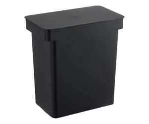 YAMAZAKI 5428 TOWER Airtight Trash Can with Caster, black, Polypropylene/ABS Resin/POM Resin/Silicone/Steel, 41 x 24 x 42.5~65.5 cm