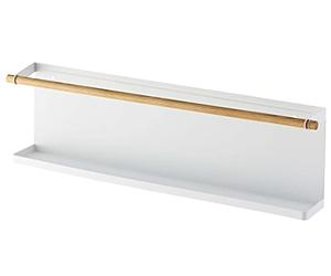 Yamazaki 5475 Tosca Support Mural, Blanc, Acier/Bois, Minimaliste, 62.5 x 9.5 x 18 c m