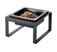 Yamazaki 5817 Tower Pet Food Bowl Stand Single, Black, Steel/Ceramic, 15 x 15.5 x 10 cm