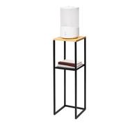 Yamazaki 5984 Tower 2~Tiered Shelf with Wooden Top, Black, Steel/Bamboo, 25 x 25 x 80 cm