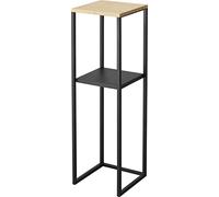 Yamazaki 5984 Tower 2~Tiered Shelf with Wooden Top, Black, Steel/Bamboo, 25 x 25 x 80 cm