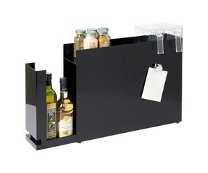 YAMAZAKI 6004 TOWER Sliding Seasoning Rack, black, Steel/Polypropylene, 12.5 x 50~93 x 36.7 cm