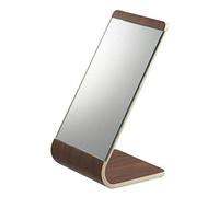 YAMAZAKI 6737 RIN Standing Mirror, Brown, Wood/Mirror, 13 x 12 x 23.3 cm