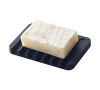 Yamazaki 7398 FLOW Soap Tray, black, Silicone, 11.5 x 8 x 1 cm | La base inclinée redirige l'eau dans l'évier pour garder les comptoirs au sec. Design facile à nettoyer sans assemblage. Gain