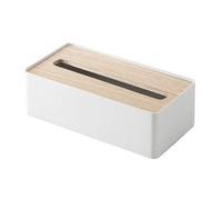 Yamazaki 7730 RIN Boîte à mouchoirs avec Couvercle, Blanc, Bois/Acier, Minimaliste, 26 x 13 x 8.2 c m