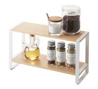 YAMAZAKI Étagère de cuisine TOSCA 7816 2 niveaux acier/bois blanche 33x12x19 cm