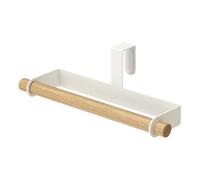 Yamazaki 7818 Tosca Porte-Serviettes de Cuisine, Blanc, Acier/Bois, Minimaliste, 19 x 7.5 x 6 c m
