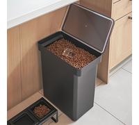 Yamazaki Bac à nourriture pour animaux noir 25L Boîte pour chien chat nourriture sèche jusqu'à 12kg