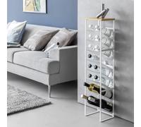Yamazaki Casier à bouteilles avec 8 étages inclinés et étagère en bois Étagère de niche 20x88x19cm blanc