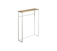 YAMAZAKI Tower Console d'entrée, en Acier avec Plateau en Bois - pour Couloir, Table de Salon, Fine et étroite - 60 x 18,5 x 80,5 cm, Design Japonais, Blanc