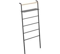 Yamazaki 3872 Tower Leaning Ladder Hanger with Shelf, Black, Steel/Wood, 66 x 30~38 x 160 cm