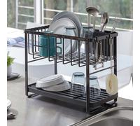 Yamazaki Égouttoir 2 niveaux Égouttoir Grille d'égouttage Vaisselle Métal noir 04387