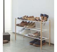 Yamazaki Étagère à chaussures avec 3 étagères blanche extensible étroite peu encombrante Étagère à chaussures en métal pour jusqu'à 12 paires de chaussures 41-70x45x25cm "PLAIN"