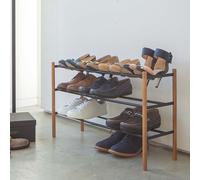 Yamazaki Étagère à chaussures avec 3 étagères noire extensible étroite peu encombrante Étagère à chaussures en métal pour jusqu'à 12 paires de chaussures 41-70x45x25cm "PLAIN"