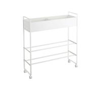 Yamazaki – Étagère à chaussures Tower en métal avec roulettes – Blanc