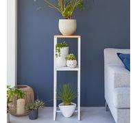 Yamazaki 5983 Tower 2~Tiered Shelf with Wooden Top, White, Steel/Bamboo, 25 x 25 x 80 cm