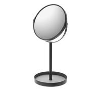 Yamazaki 2820 Tower Miroir de Maquillage avec Plateau d'accessoires, Noir, Acier/Miroir, Minimaliste, 17.5 x 14 x 33 c m